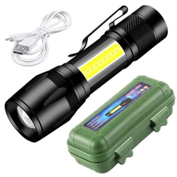 Mini Rechargeable Flashlight With 3 Light Modes COB Side Metal Light  for Camping,Hunting - Image 4