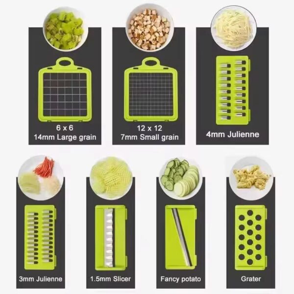 12 in 1 Multifunctional Vegetable Slicer Cutter Shredders Slicer With Basket Fruit Potato Chopper Carrot Grater - Image 3