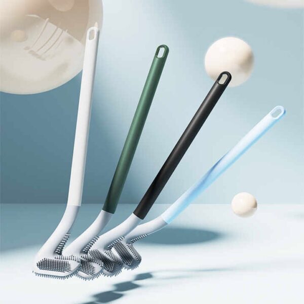 Golf Toilet Brush | Long Handle Silicone Toilet Brush, Flexible Silicone Rubber Toilet Brush cleaning Golf Style | Without Box (Random Color) - Image 3