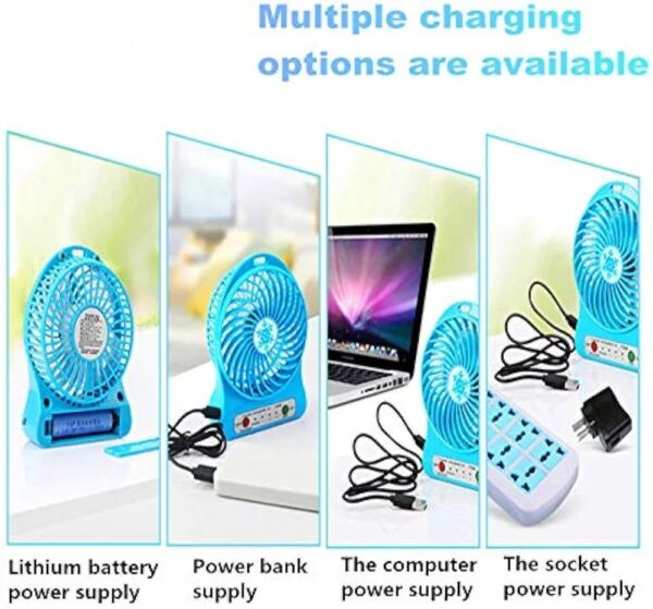 Portable Mini USB Fan Rechargeable Battery | 3-Level Speed Adjustable Electric Cooling Desktop Fan (Random Colors) - Image 3