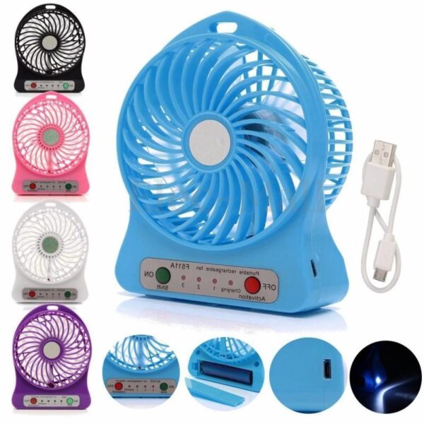 Portable Mini USB Fan Rechargeable Battery | 3-Level Speed Adjustable Electric Cooling Desktop Fan (Random Colors) - Image 2