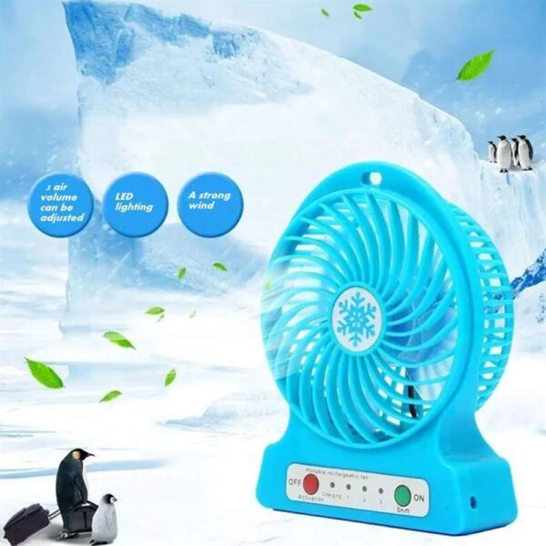 Portable Mini USB Fan Rechargeable Battery | 3-Level Speed Adjustable Electric Cooling Desktop Fan (Random Colors) - Image 4