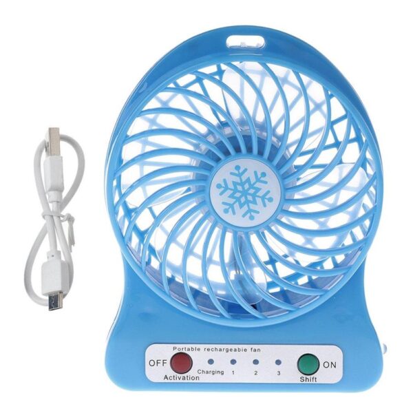 Portable Mini USB Fan Rechargeable Battery | 3-Level Speed Adjustable Electric Cooling Desktop Fan (Random Colors) - Image 7