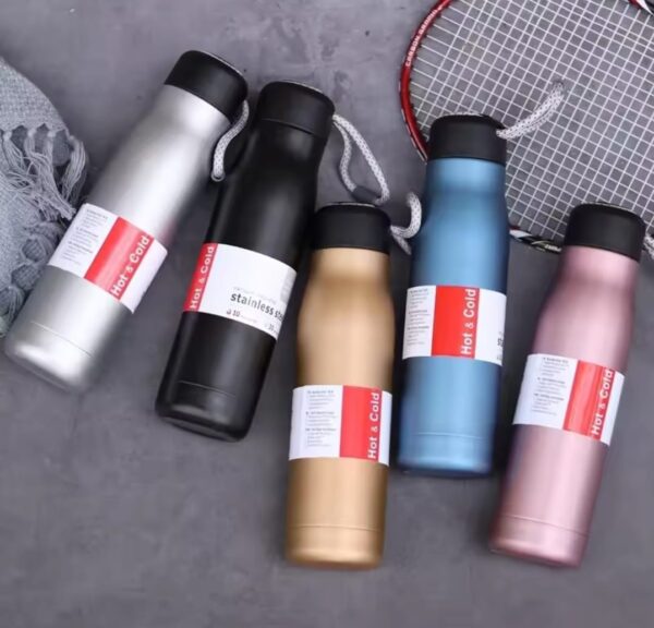 Stainless Steel Insulated Vacuum Water Bottle 550ml, Cola Shape, Leak Proof, with Strong Rope Cap | Hot & Cold Portable Thermos Water Bottle Thermo Mug Stainless Steel Vacuum Flask Mug Insulation Cup (Random Color) - Image 7