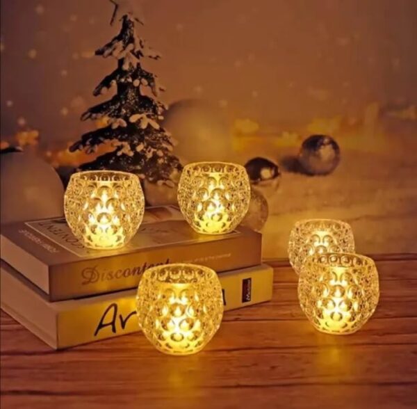 Amber Shine Crystal TeaLight Candle Holder for home and office decor Cell operated - Image 3