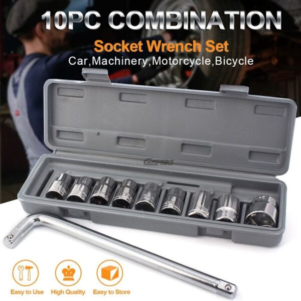 CTW-1810 | 10 Piece High Quality Socket Wrench Set Spanner Car Machine Repair Service Tools Kit | Best Quality Tool Kit 