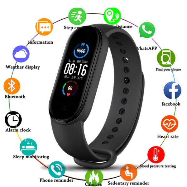 M5 Band Sport Wristband Blood Pressure Monitor Heart Rate For Android And IOS With Fitpro App | Best Quality Band ( Black ) - Image 4