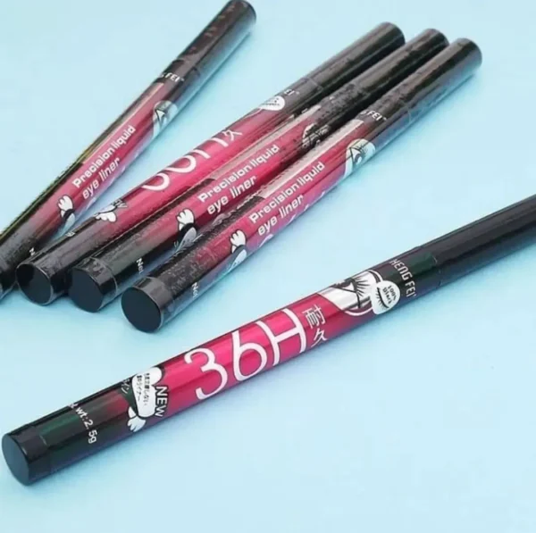 (Pack of 06) YANQINA 36H Precision Liquid Waterproof Eyeliner Pencil | Eye Liner (Black) - Image 4