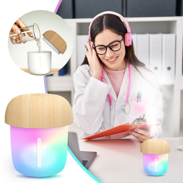 Mushroom Shape Humidifier Portable Mini Humidifier USB Aroma Diffuser Cool Mist 300ml (With box)