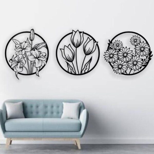 (3 pcs set )3D floral abstract Wooden Wall Art & Home Decoration /  Item Home Décor Home Room & Wall Decor Wall Art - Image 3