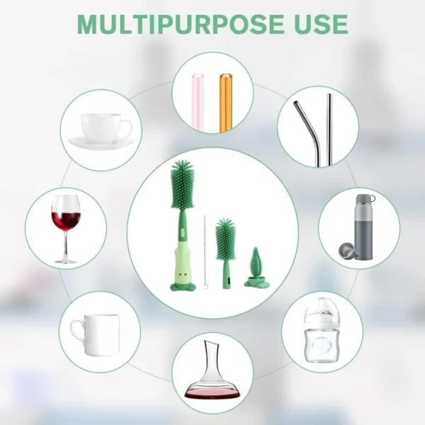 3-in-1 Silicone Baby Bottle Cleaning Brush Set – Pacifier, Straw, and Bottle Scrubber - Image 5