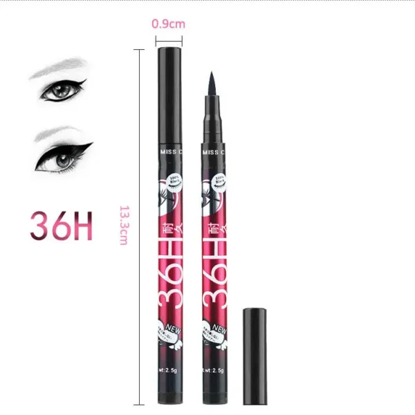 (Pack of 06) YANQINA 36H Precision Liquid Waterproof Eyeliner Pencil | Eye Liner (Black) - Image 7