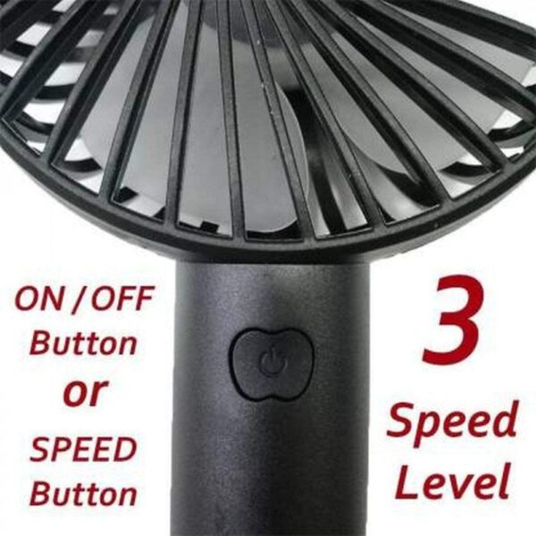 Portable USB Rechargeable Handheld 3 Speed Strong Wind Electric Small Mini Cooling Fan (Black) - Image 3