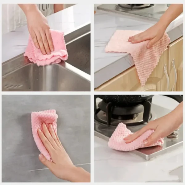 5-Pack Microfiber Kitchen Towels Super Absorbent, Fast-Drying Anti-grease Dish cloths - Image 2