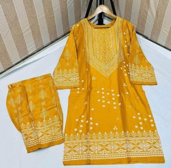 chunri print 2pc stitched suit Printed Dress shirt and trouser - Image 29